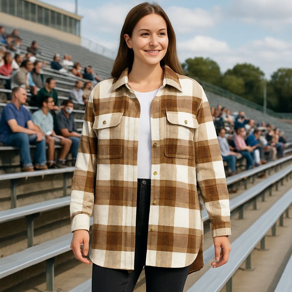 Banana Republic Women's Shirt Jacket Shacket Brown Bailor Plaid